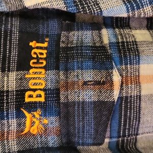 Burnside Flannel Shirt Men's Size L Long Sleeve Button Up Grey/Black:blue Plaid